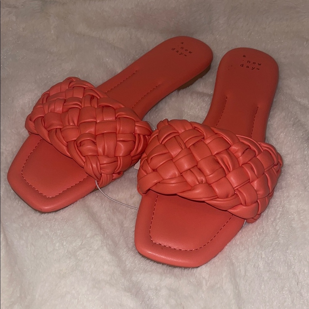 A New Day Orange Quilted Slide Sandals
